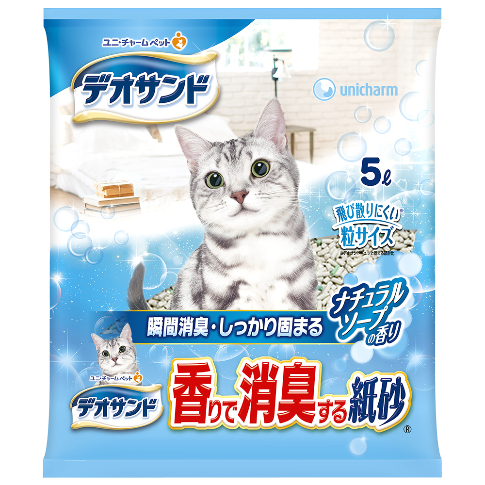 デオサンド 香りで消臭する紙砂　ナチュラルソープの香り 5枚