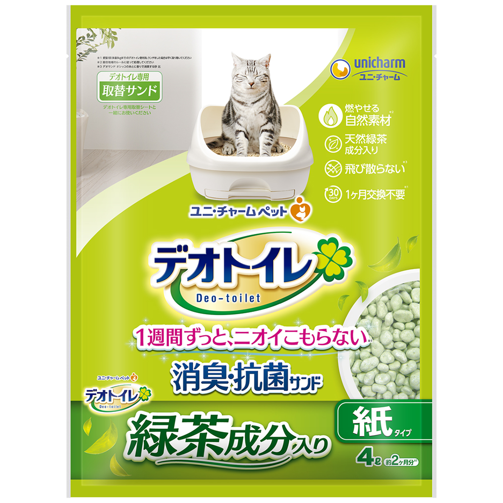デオトイレ 飛び散らない緑茶成分入り消臭･抗菌サンド紙タイプ 4L