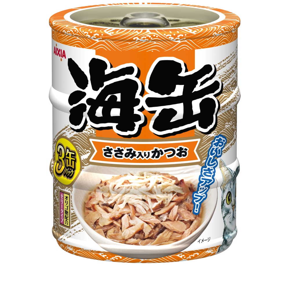 海缶ミニ3P ささみ入りかつお 180g
