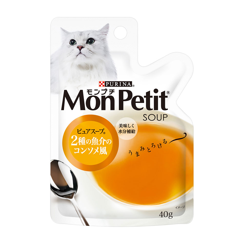 モンプチ　スープ　ピュアスープ　2種の魚介のコンソメ風 40g
