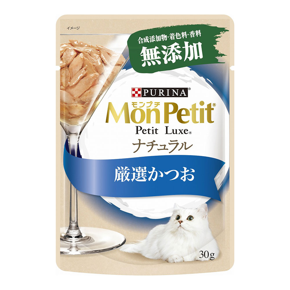 モンプチ　プチリュクスパウチ　ナチュラル　成猫　厳選かつお　30g