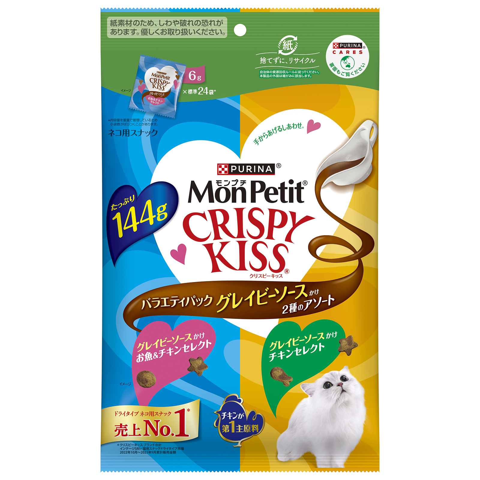 モンプチ　クリスピーキッス　バラエティパック　グレイビーソースかけ　2種のアソート　144g