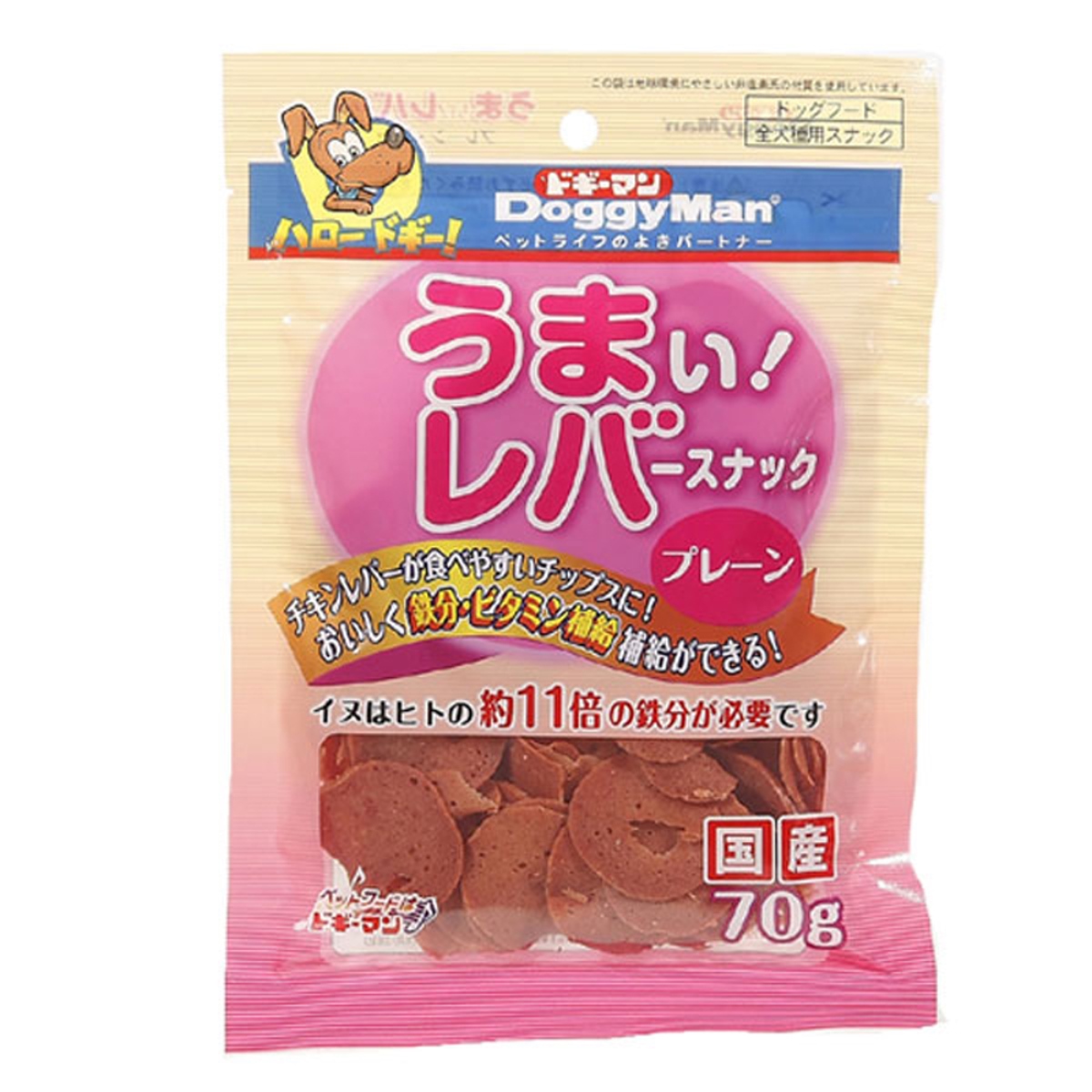 ドギーマン うまい!レバースナックプレーン 70g