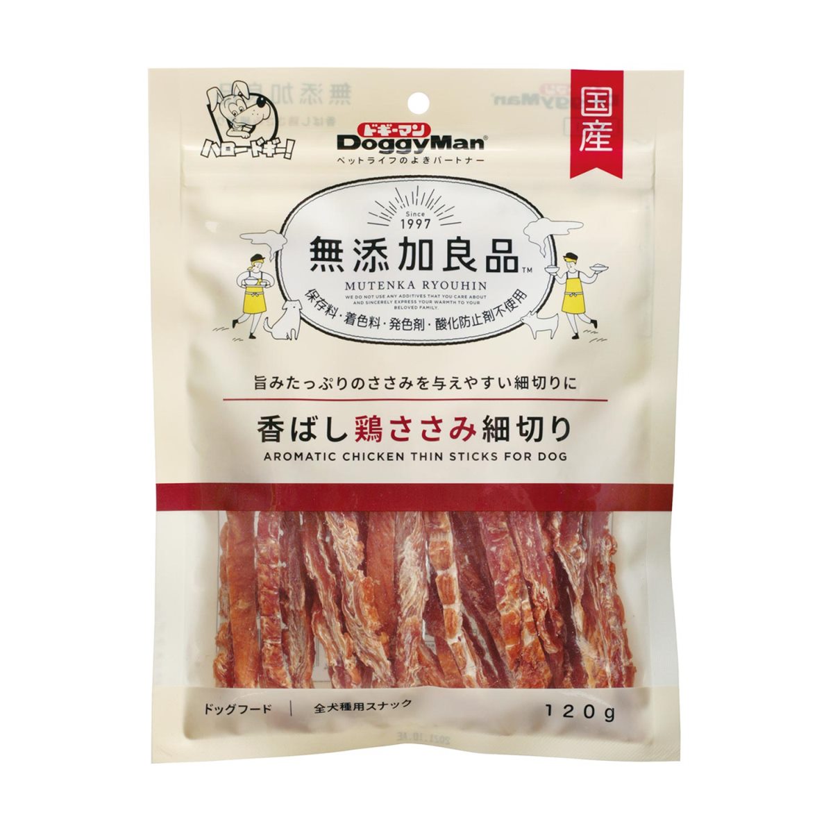 ドギーマン無添加良品　香ばし鶏ささみ　細切り 120g