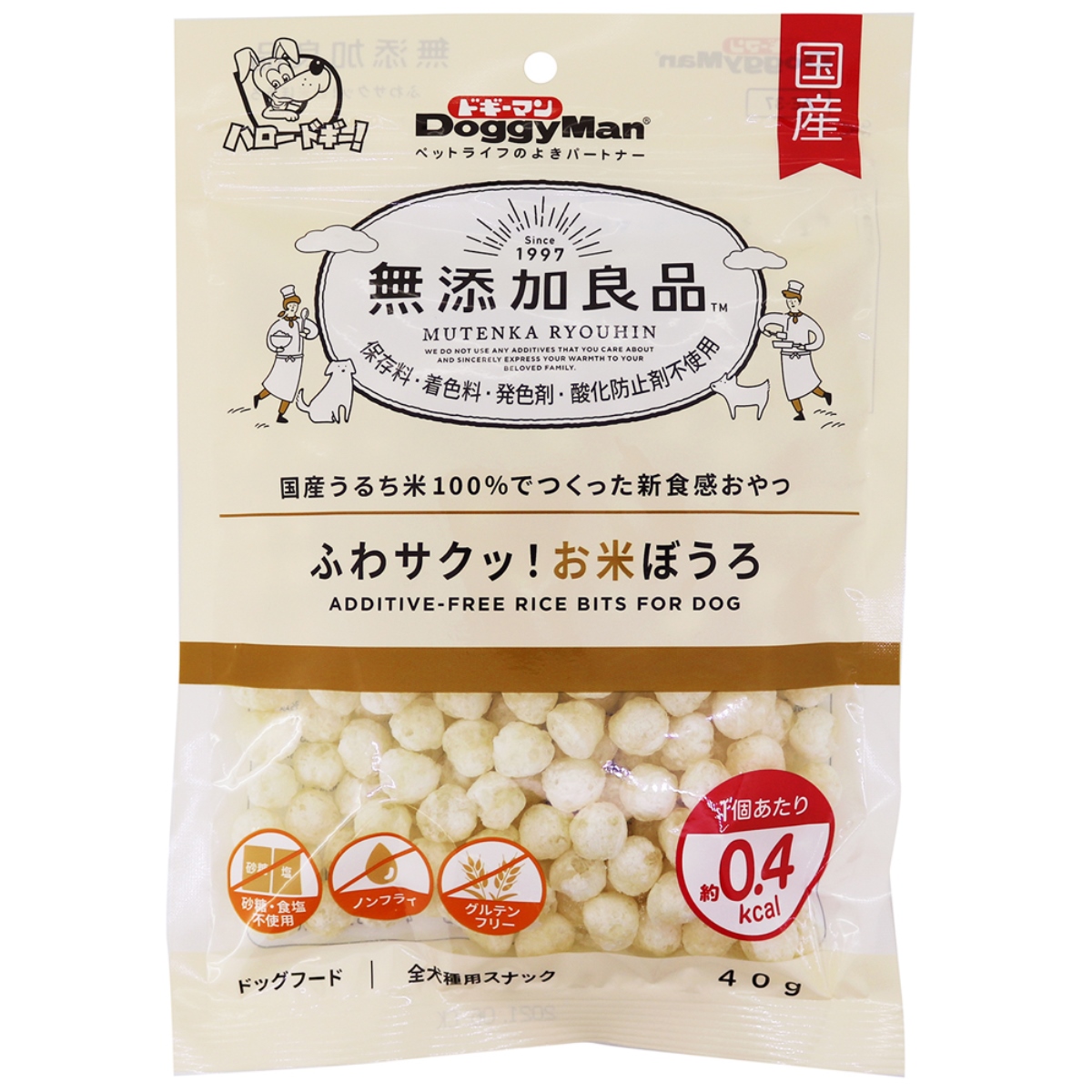ドギーマン無添加良品　ふわサクッ!お米ぼうろ 40g